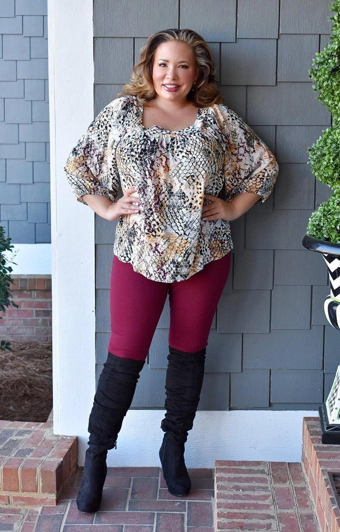 Andree - 18754-1 - 12022 Heart's Desire Snake Print Top