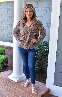 Adrienne - 2497AM - 4522 Clear Your Schedule Snake Print Top