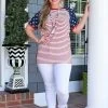 YFW - 10305 - 52622 TOPS Proud To Be An American Print Top