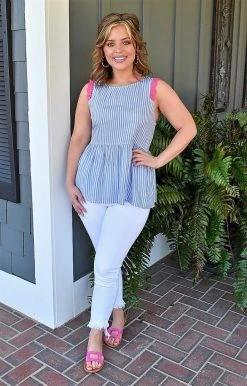 Staccato - 18515C-PP - 3322 TOPS Finally Mine Striped Top - Denim Blue