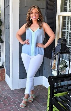 Main Strip - LT32876 - 3422 You're In Luck Top - Sky Blue/Mint