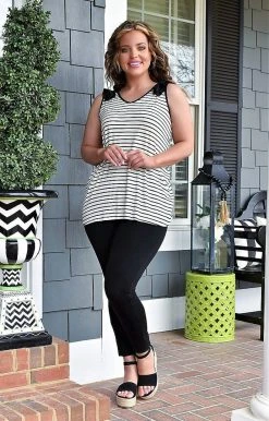 Heimish - BL-ST2212-10 - 31822 Don't Wait Striped Top - Ivory/Black