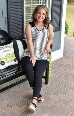 Heimish - BL-ST2212-10 - 31822 Don't Wait Striped Top - Ivory/Black