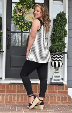 Heimish - BL-ST2212-10 - 31822 Don't Wait Striped Top - Ivory/Black