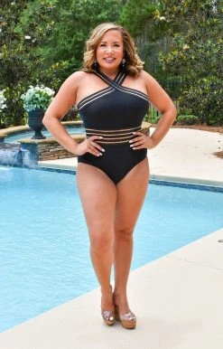 Davi & Dani - D1A08217PER - 61422 Gulf Shores Swimsuit - Black SWIMWEAR