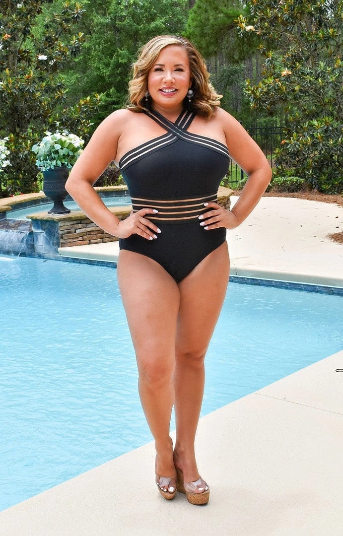 Davi & Dani - D1A08217PER - 61422 Gulf Shores Swimsuit - Black SWIMWEAR