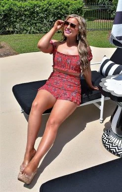 Unique Vintage - CZ105 - 43022 Summers In Cabo Print Skirted Bikini Bottom