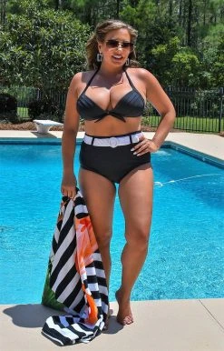 Unique Vintage - CZ002T - 22120 SWIMWEAR Beach Babe Bikini Top - Black