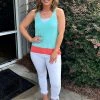 Gee Gee - SW1204A - 71322 Holding Hands Colorblock Top - Aqua