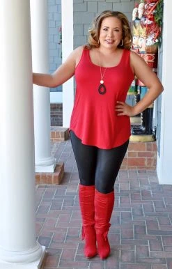 Adrienne - 1769MD - 123121 New To Me Tank - Red TOPS