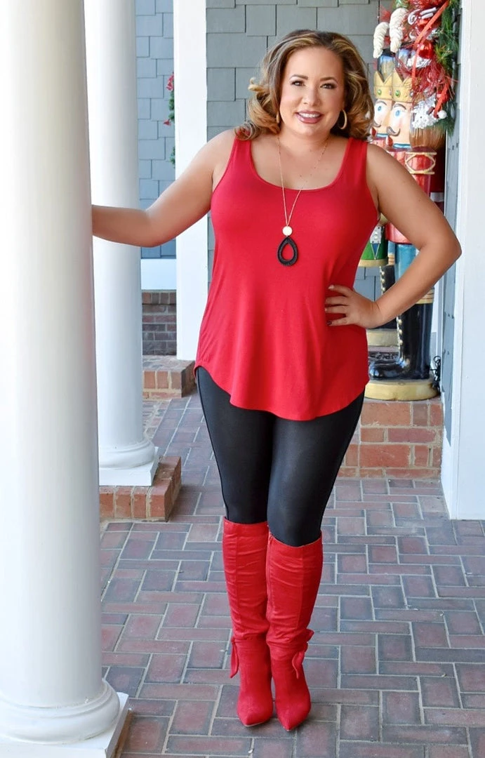 Adrienne - 1769MD - 123121 New To Me Tank - Red TOPS