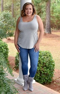 Adrienne - 1769MD - 1422 New To Me Tank - Heather Gray TOPS