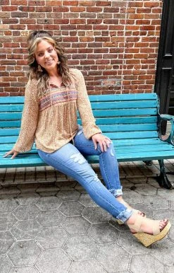 Andree - 17928-2 - 13122 TOPS New Traditions Embroidered Top - Marigold