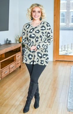 Heimish - BL-ST1447-10 - 111320 Spotted You From Afar Leopard Print Sweater - Taupe