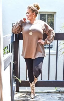 Southern Grace - 6434-TAUPE - 101220 Get Glowing Sequin Pullover - Taupe