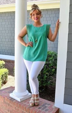 First Love - T10586 - 51422 Love Reunited Top - Jade TOPS