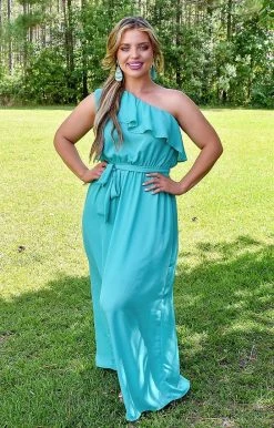 Andree - D10088 -6322 Getting The Attention Maxi Dress - Aqua DRESSES