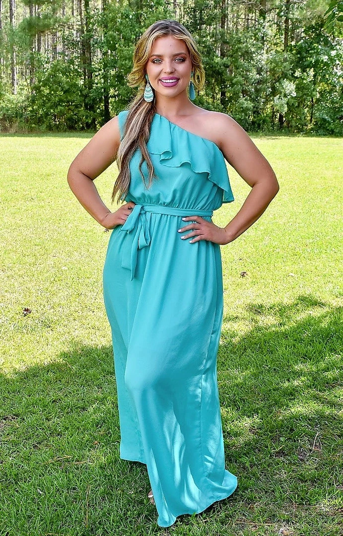 Andree - D10088 -6322 Getting The Attention Maxi Dress - Aqua DRESSES
