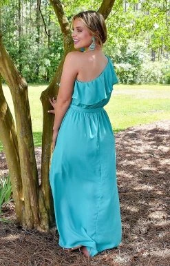 Andree - D10088 -6322 Getting The Attention Maxi Dress - Aqua DRESSES