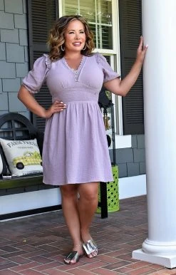 143 Story - IDM8103-PP - 6122 Forever Lovely Dress - Lavender DRESSES