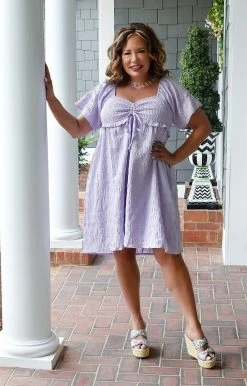 143 Story - IDM8090-PP - 6422 Familiar Style Dress - Lilac DRESSES