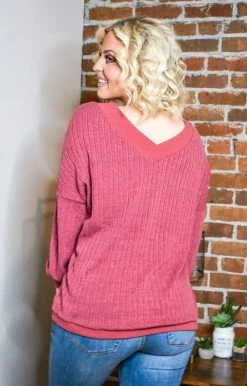 HeySon - HT1292PD - 112720 Burn It Up Oversized Sweater - Burgundy