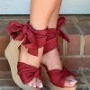 Impexsa Corp - MORA-14 - 103121 Along These Lines Wedges - Burgundy SHOES