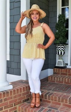 143 Story - CTM8844-PP - 6622 TOPS Call Me Cute Gingham Top - Honey