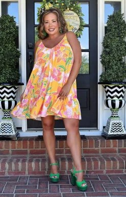 Flying Tomato - ID18748-PP - 7222 Come To Me Floral Dress - Yellow DRESSES